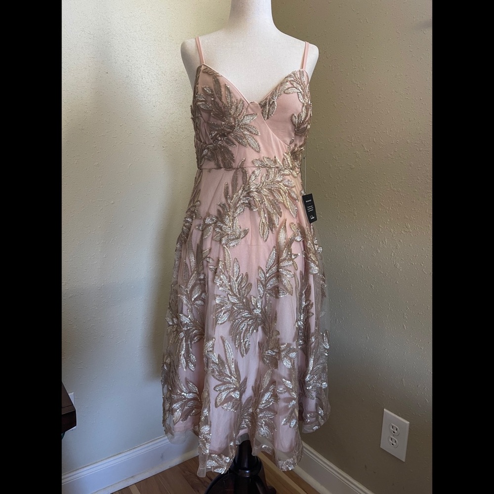 NWT Lulu’s Gold and Nude Sequin Dress